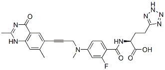 (2S)-2-[[4-[(2,7-dimethyl-4-oxo-1H-quinazolin-6-yl)methyl-prop-2-ynyl-amino]-2-fluoro-benzoyl]amino]-4-(2H-tetrazol-5-yl)butanoic acid 结构式