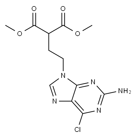 [2-(2-氨基-6-氯-9H-嘌呤-9-基)乙基]丙二酸二甲酯 结构式