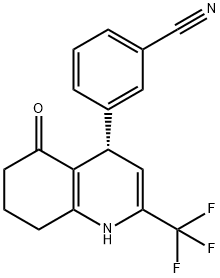 3-[(4S)-5-OXO-2-(TRIFLUOROMETHYL)-1,4,5,6,7,8-HEXAHYDROQUINOLIN-4-YL]BENZONITRILE 结构式