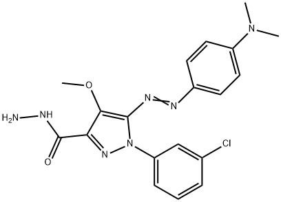 1-(3-chlorophenyl)-5-(4-dimethylaminophenyl)diazenyl-4-methoxy-pyrazol e-3-carbohydrazide 结构式