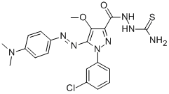 1H-Pyrazole-3-carboxylic acid, 1-(3-chlorophenyl)-5-((4-(dimethylamino )phenyl)azo)-4-methoxy-,2-(aminothioxomethyl)hydrazide 结构式