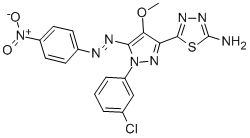 5-(1-(3-Chlorophenyl)-4-methoxy-5-(4-nitrophenylazo)-1H-pyrazol-3-yl)- 1,3,4-thiadiazol-2-amine 结构式
