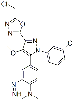 4-[5-[5-(chloromethyl)-1,3,4-oxadiazol-2-yl]-2-(3-chlorophenyl)-4-meth oxy-pyrazol-3-yl]diazenyl-N,N-dimethyl-aniline 结构式