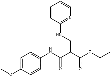 2-Propenoic acid, 2-(((4-methoxyphenyl)amino)carbonyl)-3-(2-pyridinyla mino)-, ethyl ester, (E)- 结构式