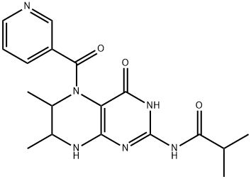 N-[1,4,5,6,7,8-Hexahydro-6,7-dimethyl-4-oxo-5-(3-pyridinylcarbonyl)-2-pteridinyl]-2-methyl-propanamide 结构式