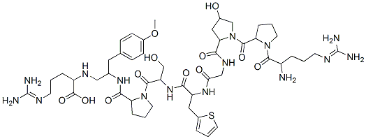 2-[[2-[[1-[2-[[2-[[2-[[1-[1-[2-amino-5-(diaminomethylideneamino)pentanoyl]pyrrolidine-2-carbonyl]-4-hydroxy-pyrrolidine-2-carbonyl]amino]acetyl]amino]-3-thiophen-2-yl-propanoyl]amino]-3-hydroxy-propanoyl]pyrrolidine-2-carbonyl]amino]-3-(4-methoxyphenyl)propyl]amino]-5-(diaminomethylideneamino)pentanoic acid 结构式