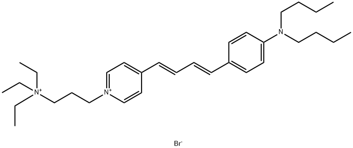 4-((1E,3E)-4-[4-(DIBUTYLAMINO)PHENYL]-1,3-BUTADIENYL)-1-[3-(TRIETHYLAMMONIO)PROPYL]PYRIDINIUM DIBROMIDE 结构式