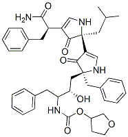 [(3S)-oxolan-3-yl] N-[(2S,3S)-4-[(2S)-2-benzyl-4-[(2S)-4-[(1R)-1-carba moyl-2-phenyl-ethyl]-2-(2-methylpropyl)-3-oxo-1H-pyrrol-2-yl]-3-oxo-1H -pyrrol-2-yl]-3-hydroxy-1-phenyl-butan-2-yl]carbamate 结构式