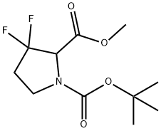 3,3-二氟吡咯烷-1,2-二羧酸1-(叔丁基)2-甲基酯 结构式