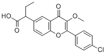 2-(4-Chlorophenyl)-alpha-ethyl-3-methoxy-4-oxo-4H-1-benzopyran-6-aceti c acid 结构式