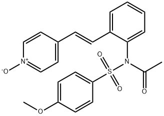(E)-4-[2-[2-[N-乙酰基-N-[(4-甲氧基苯基)磺酰]氨基]苯基]乙烯基]吡啶 1-氧化物 结构式