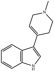 3-(1-甲基-1,2,3,6-四氢吡啶-4-基)吲哚 结构式