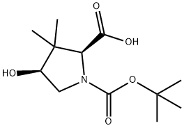 (2S,4S)-N-Boc-4-羟基-3,3-二甲基吡咯烷-2-甲酸 结构式