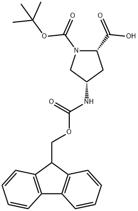 N-Boc-顺式-4-Fmoc-氨基-L-脯氨酸 结构式