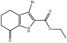 3-溴-4,5,6,7-四氢-7-氧代-1H-吲哚-2-羧酸乙酯 结构式