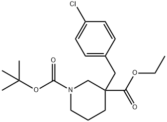 1-BOC-3-[(4-CHLOROPHENYL)METHYL]-3-PIPERIDINECARBOXYLIC ACID ETHYL ESTER 结构式