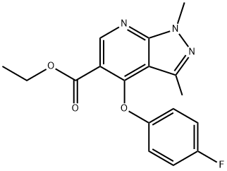 4-(4-氟苯氧基)-1,3-二甲基-1H-吡唑并[3,4-B]吡啶-5-羧酸乙酯 结构式