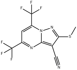 5,7-双(三氟甲基)-3-氰基-2-(甲基硫代)吡咯[1,5-A]嘧啶 结构式