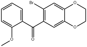 (7-溴-2,3-二氢苯并[B][1,4]二噁英-6-基)(2-甲氧基苯基)甲酮 结构式
