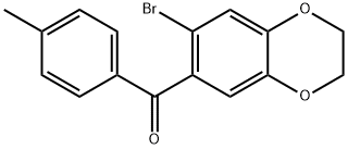 (7-BROMO-2,3-DIHYDRO-1,4-BENZODIOXIN-6-YL)(4-METHYLPHENYL)METHANONE 结构式