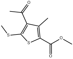 4-乙酰基-3-甲基-5-(甲硫基)噻吩-2-羧酸甲酯 结构式