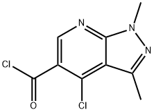 4-氯-1,3-二甲基吡唑并[3,4-B]吡啶-5-羰酰氯 结构式