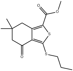 6,6-二甲基-4-氧代-3-(丙基硫代)-4,5,6,7-四氢苯并[C]噻吩-1-羧酸甲酯 结构式