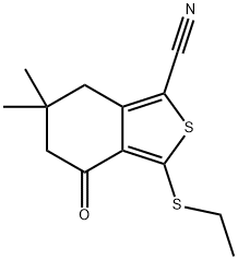 3-(ETHYLTHIO)-6,6-DIMETHYL-4-OXO-4,5,6,7-TETRAHYDROBENZO[C]THIOPHENE-1-CARBONITRILE 结构式