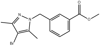 3-[(4-溴-3,5-二甲基-1H-吡唑-1-基)甲基]苯甲酸甲酯 结构式