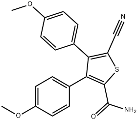 5-氰基-3,4-二(4-甲氧基苯基)噻吩-2-羧胺 结构式