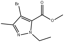 4-溴-1-乙基-3-甲基-1H-吡唑-5-羧酸甲酯 结构式