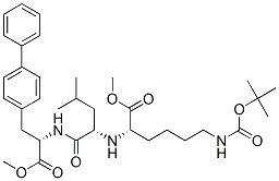 L-Alanine, 3-[1,1-biphenyl]-4-yl-N-[N-[5-[[(1,1-dimethylethoxy)carbonyl]amino]-1-(methoxycarbonyl)pentyl]-L-leucyl]-, methyl ester, (S)- (9CI) 结构式