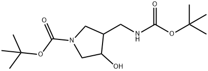 4-BOC-氨基乙基-1-N-BOC-3-羟基吡咯烷 结构式