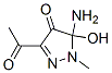 4H-Pyrazol-4-one, 3-acetyl-5-amino-1,5-dihydro-5-hydroxy-1-methyl- (9CI) 结构式