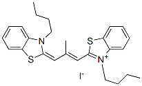 3-butyl-2-[3-(3-butyl-(3H)-benzothiazol-2-ylidene)-2-methylpropen-1-yl]benzothiazolium iodide 结构式