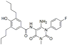 Benzamide,  N-[6-amino-1-(4-fluorophenyl)-1,2,3,4-tetrahydro-3-methyl-2,4-dioxo-5-pyrimidinyl]-3,5-dibutyl-4-hydroxy- 结构式