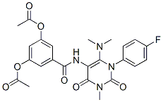 Benzamide,  3,5-bis(acetyloxy)-N-[6-(dimethylamino)-1-(4-fluorophenyl)-1,2,3,4-tetrahydro-3-methyl-2,4-dioxo-5-pyrimidinyl]- 结构式