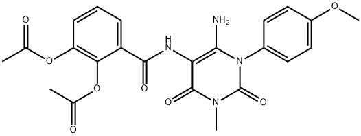 Benzamide,  2,3-bis(acetyloxy)-N-[6-amino-1,2,3,4-tetrahydro-1-(4-methoxyphenyl)-3-methyl-2,4-dioxo-5-pyrimidinyl]- 结构式
