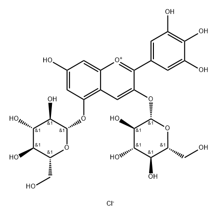 氯化花翠素-3,5-二葡糖苷 结构式