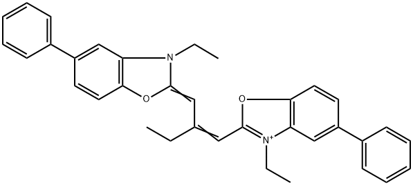 2-[2-(3-Ethyl-5-phenyl-2,3-dihydrobenzoxazole-2-ylidenemethyl)-1-butenyl]-3-ethyl-5-phenylbenzoxazole-3-ium 结构式