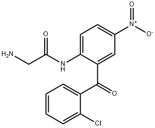 2-胺基乙酰氨基-5-硝基-2'-氯二苯甲酮 结构式