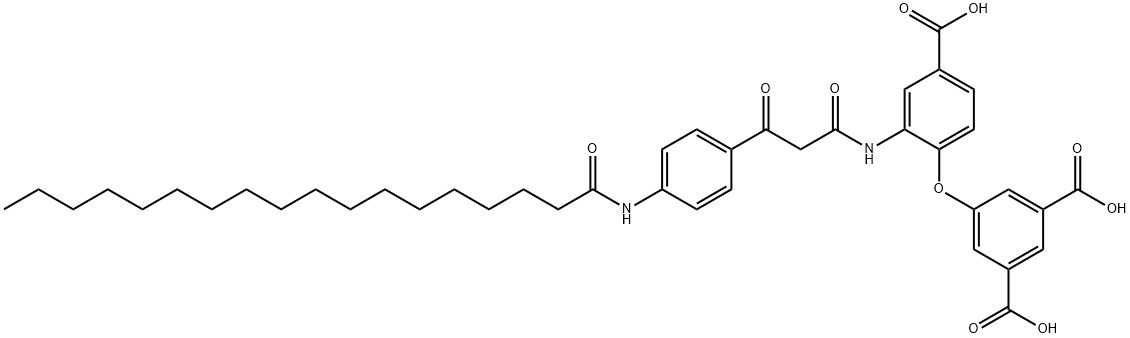 5-[4-羧基-2-[[1,3-二酮基-3-[4-[(1-酮基十八烷基)氨基]苯基]丙基]氨基]苯氧基]异酞酸 结构式