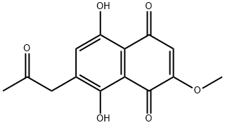 5,8-Dihydroxy-2-methoxy-7-(2-oxopropyl)-1,4-naphthalenedione 结构式