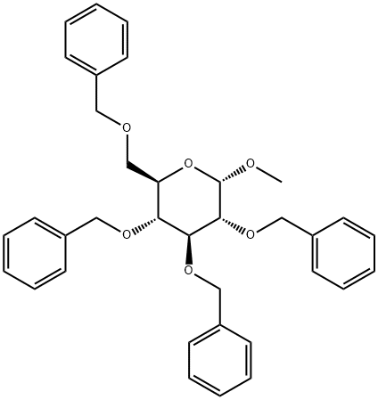 甲基 2,3,4,6-O-四苄基-ALPHA-D-吡喃葡萄糖苷 结构式