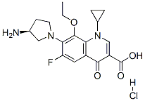 7-((S)-3-Amino-1-pyrrolidinyl)-8-ethoxy-1-cyclopropyl-6-fluoro-1,4-dih ydro-4-oxoquinoline-3-carboxylic acid hydrochloride 结构式