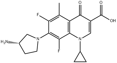 7-(3-aminopyrrolidin-1-yl)-1-cyclopropyl-6,8-difluoro-5-methyl-4-oxo-q uinoline-3-carboxylic acid 结构式