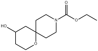 4-羟基-1-氧杂-9-氮杂螺[5.5]十一烷-9-甲酸乙酯 结构式