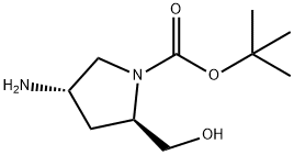 (2R,4S)-4-氨基-2-(羟甲基)-1-吡咯烷羧酸叔丁酯 结构式