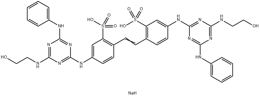 2,2'-(1,2-乙烯二基)二[5-[[4-[(2-羟乙基)氨基]-6-(苯氨基)-1,3,5-三嗪-2-基]氨基]苯磺酸二钠盐 结构式