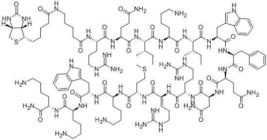 BIOTINYL-5-AMINOPENTANOYL-ANTENNAPEDIA HOMEOBOX (43-58) AMIDE 结构式
